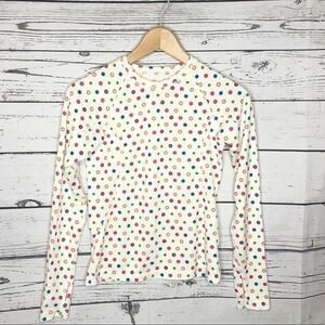 Lands End Kids Multi Colored Polka Dot Long Sleeve Crew Swim Shirt Size M 10-12